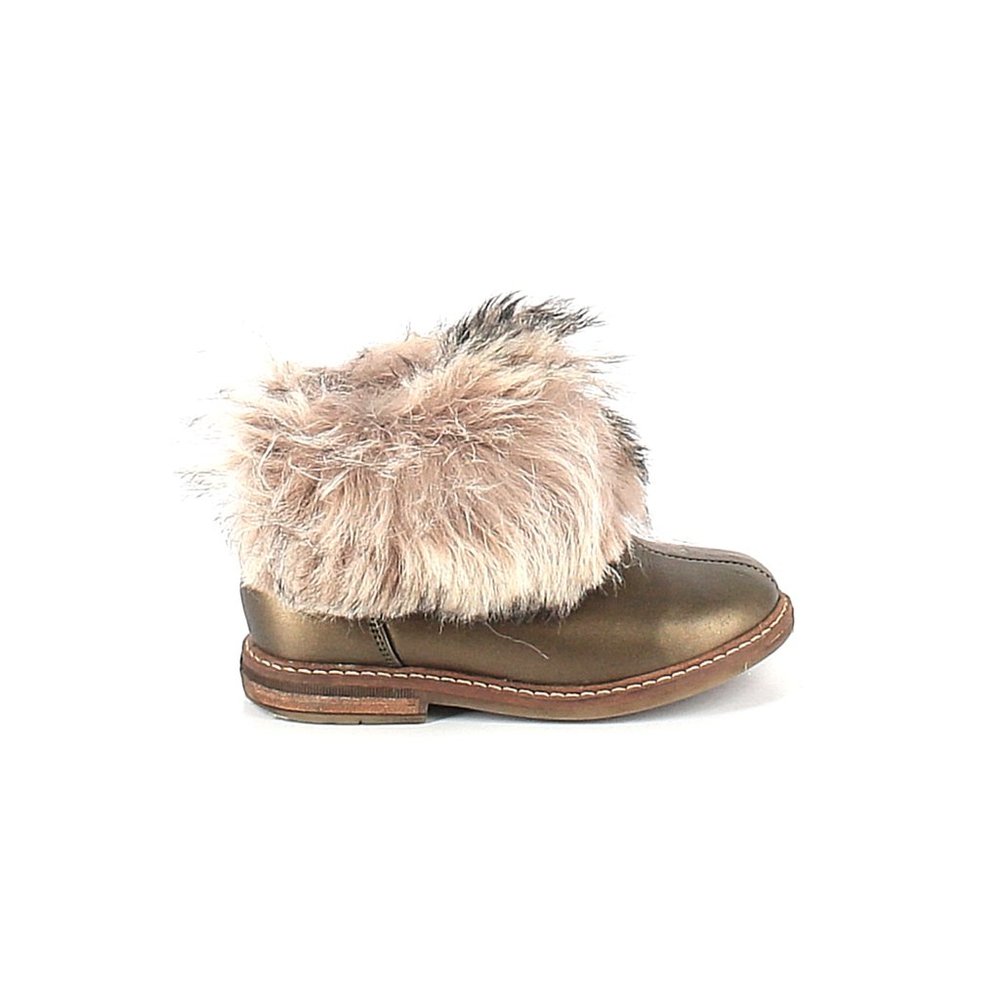 Pom D'api ankle boots metallic green (leather) faux fur baby boot